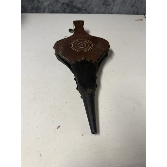 Other - Vintage Wood and Leather Fireplace Bellows Hand Blower Crest Carved Hearth Tool